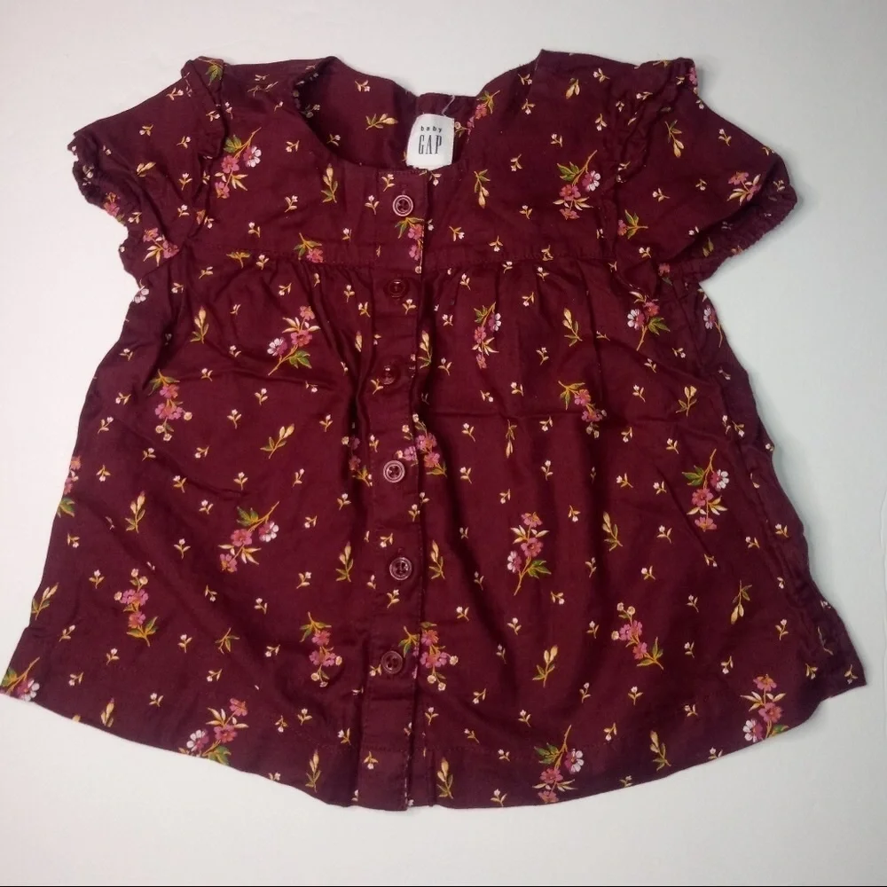 Girls Gap floral short sleeve button down shirt - Picture 6 of 14